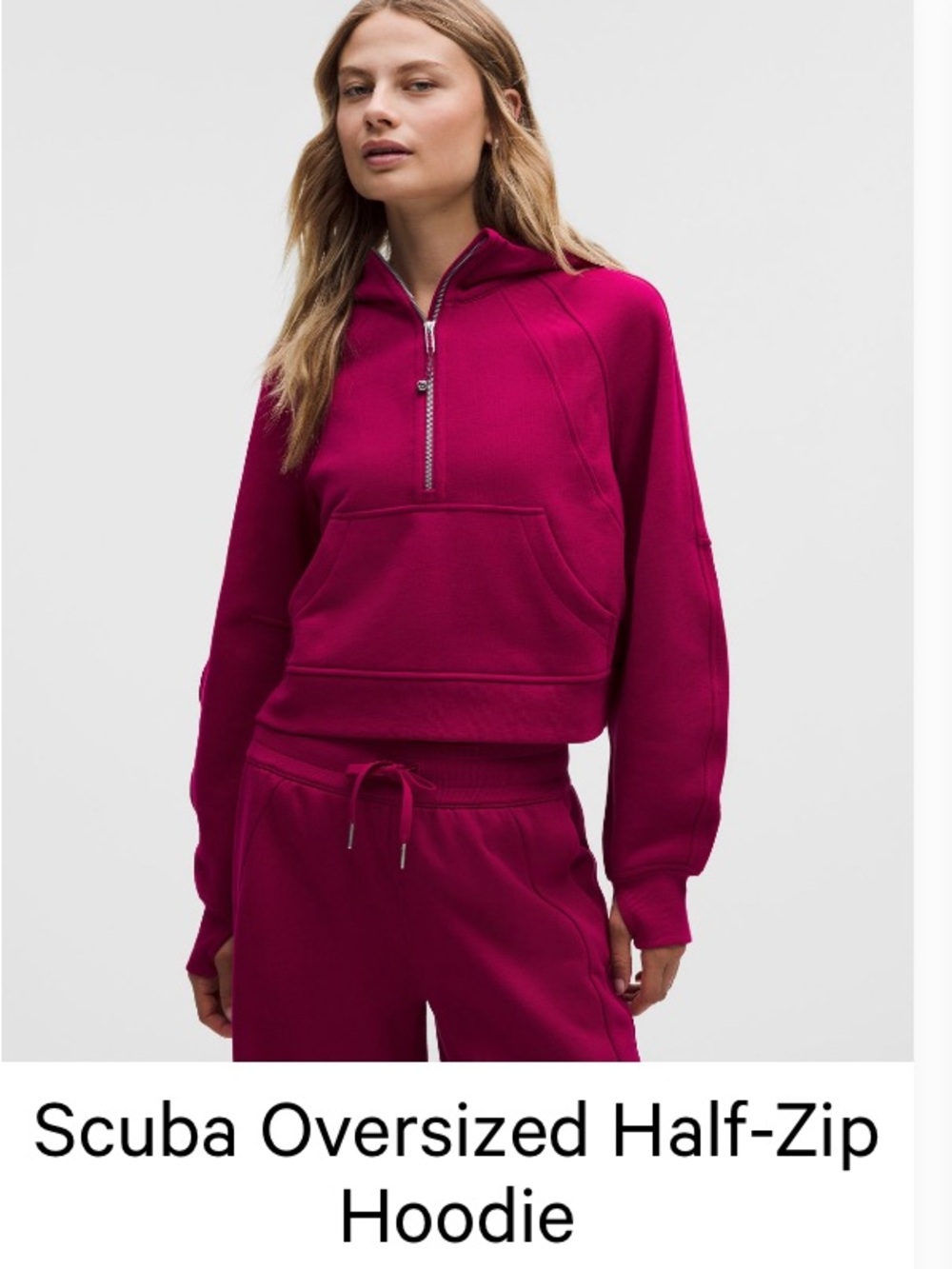 Lululemon Scuba Oversized Half Zip Hoodie M/L Berry Rumble NWT 💗